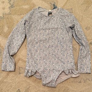 Minnow Blue Floral One Piece Rashguard - 3/4T